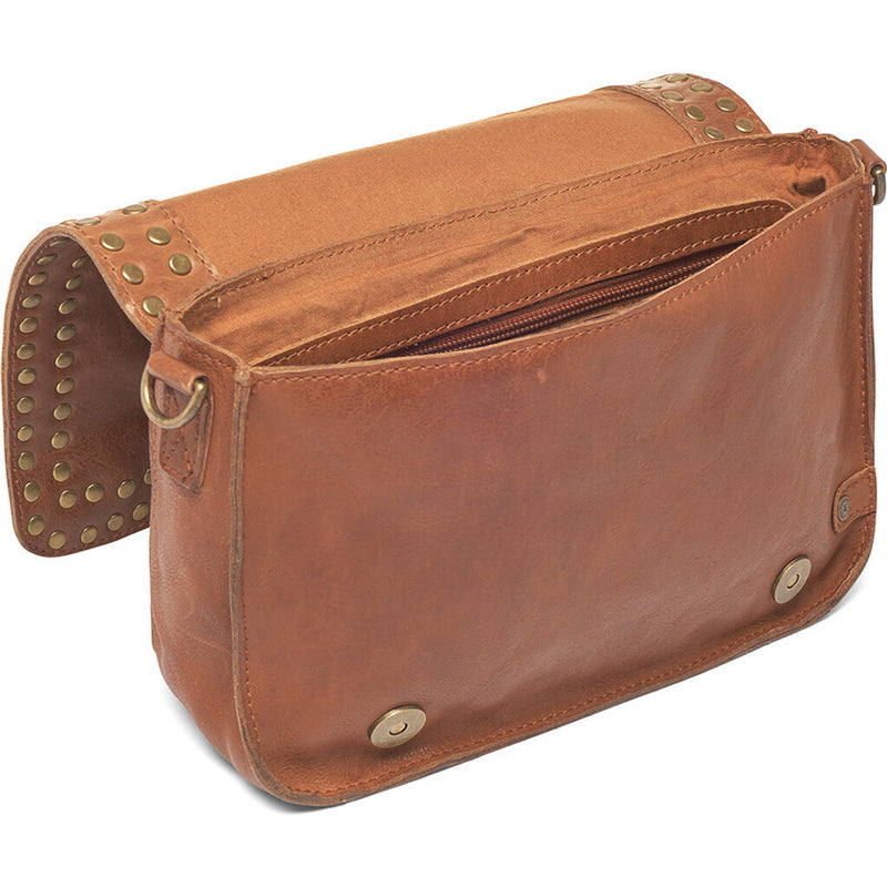 DEPECHE Crossbody taske dekoreret med nitter Cross over 005 Vintage cognac