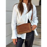 DEPECHE Crossbody taske dekoreret med nitter Cross over 005 Vintage cognac