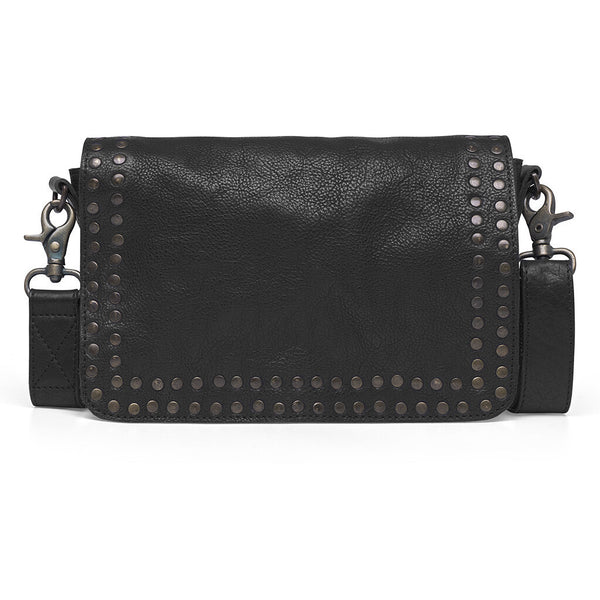 DEPECHE Crossbody taske dekoreret med nitter Cross over 099 Black (Nero)