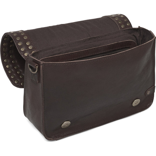 DEPECHE Crossbody taske dekoreret med nitter Cross over 248 Vintage Brown