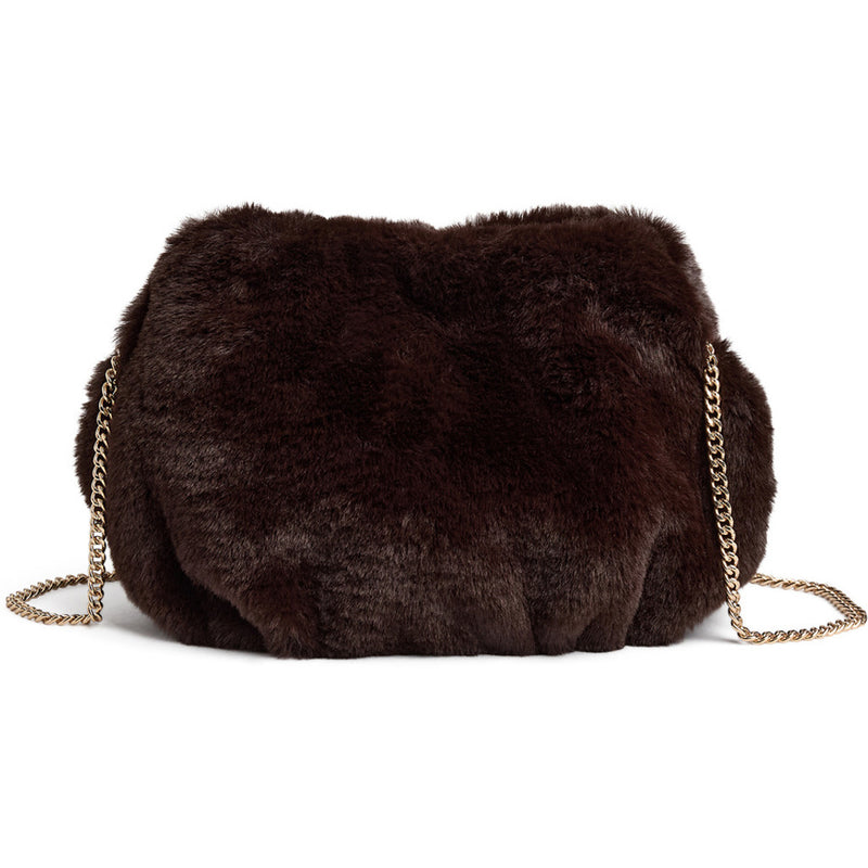 DEPECHE Crossover taske i blød faux fur Cross over 161 Dark brown