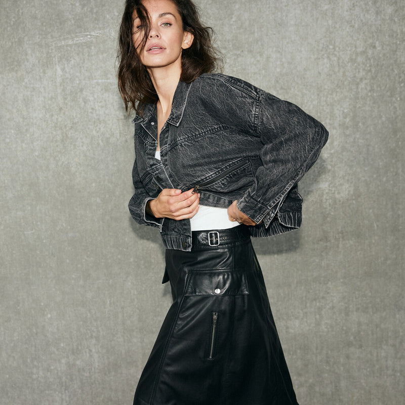 Depeche leather wear Drea A-formet nederdel (RW) Skirts 099 Black (Nero)