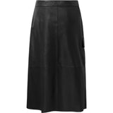 Depeche leather wear ElissaDEP Underknee Skindnederdel Skirts 099 Black (Nero)