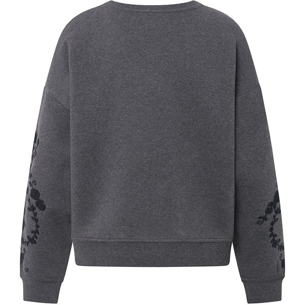 Depeche Clothing Emily sweatshirt med broderi Blouse 282 Grey Melange