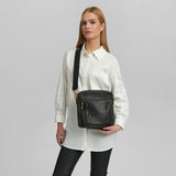 DEPECHE Enkel crossover taske i skind Cross over 099 Black (Nero)