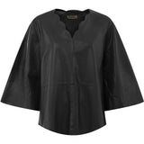 Depeche leather wear Feminin Trine top i blød skindkvalitet Tops 099 Black (Nero)