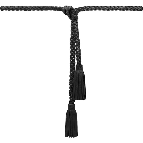 DEPECHE Flettet bindebælte i lækker skind kvalitet Belts 099 Black (Nero)
