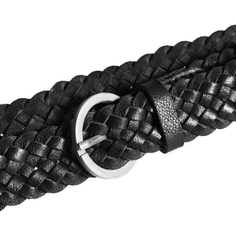 DEPECHE Flettet smalt bælte i blød skindkvalitet Belts 099 Black (Nero)