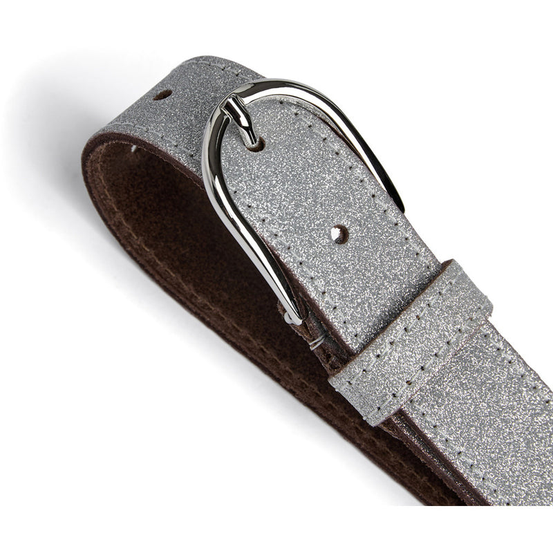 DEPECHE Glitter bælte med diskret spænde Belts 207 Silver Metallic