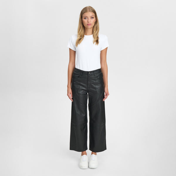 Depeche leather wear HW Regular fitting Boa læderbukser Pants 099 Black (Nero)