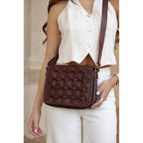 DEPECHE Håndflettede crossbody lædertaske Cross over 263 Choco brown