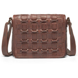 DEPECHE Håndflettede crossbody lædertaske Cross over 263 Choco brown