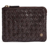 DEPECHE Håndflettet pung i kalveskind Purse / Credit card holder 161 Dark brown
