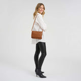 DEPECHE Håndflettet ruskind clutch/crossover taske Cross over 005 Vintage cognac