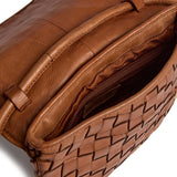 DEPECHE Håndflettet ruskind clutch/crossover taske Cross over 005 Vintage cognac