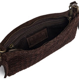 DEPECHE Håndflettet ruskinds-clutch Small bag / Clutch 008 Chocolate