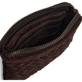 DEPECHE Håndflettet ruskinds pung/kortholder Purse / Credit card holder 008 Chocolate