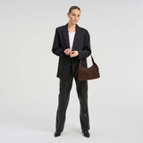 DEPECHE Håndtaske i ruskind og koskind Shoulderbag / Handbag 008 Chocolate