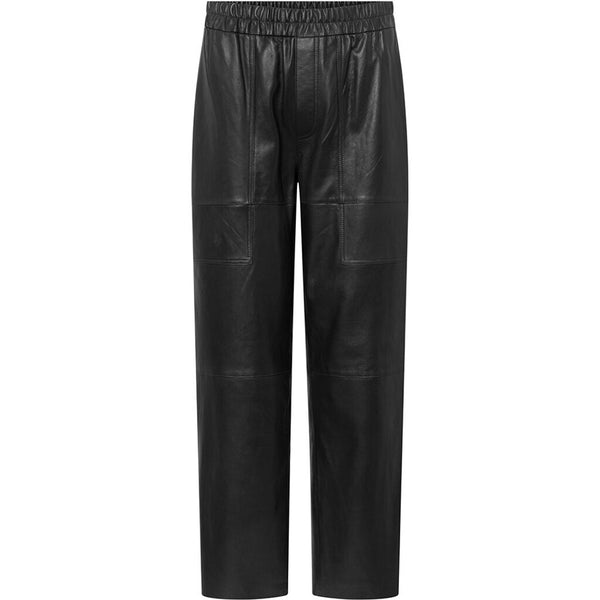 Depeche leather wear Højtaljet Bella læderbuks i fuld benlængde Pants 099 Black (Nero)