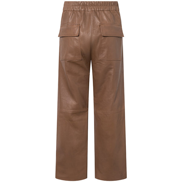 Depeche leather wear Højtaljet Bella læderbuks i fuld benlængde Pants 128 Mustang brown