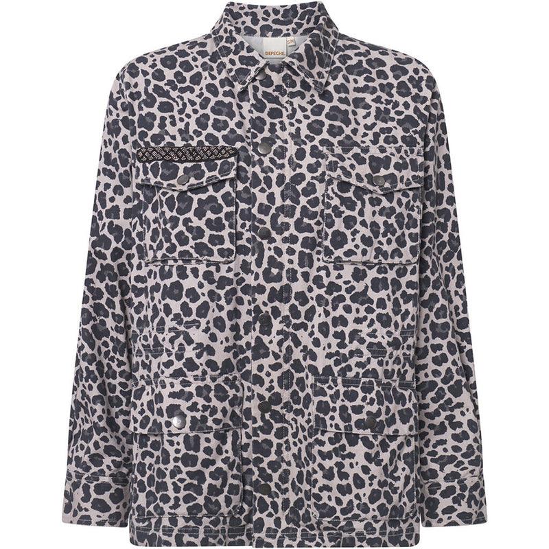 Depeche Clothing Jane jakke dekoreret med et smukt patch Jackets 281 Grey leo print
