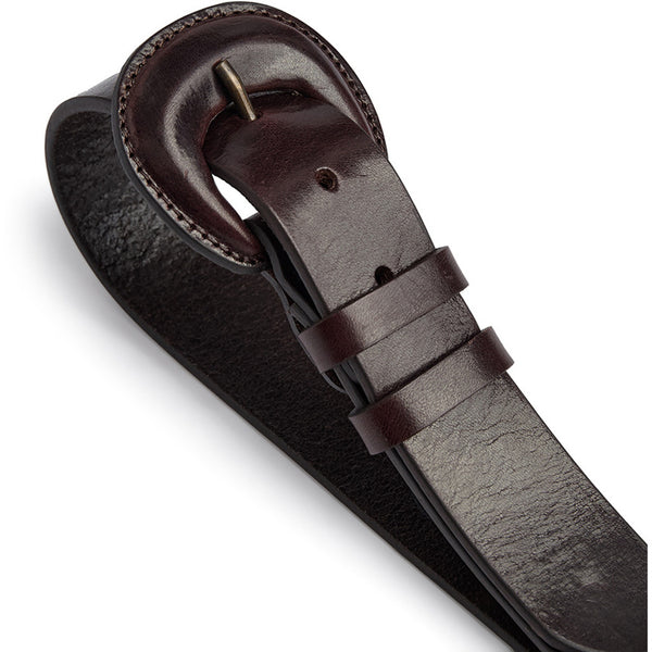 DEPECHE Jeans læderbælte dekoreret med stort bæltespænde Belts 161 Dark brown
