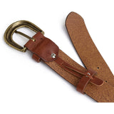 DEPECHE Jeansbælte i skind med vintage struktur Belts 014 Cognac