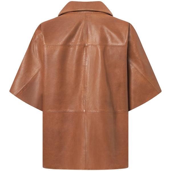 Depeche leather wear Julia kortærmet skindskjorte Shirts 005 Vintage cognac