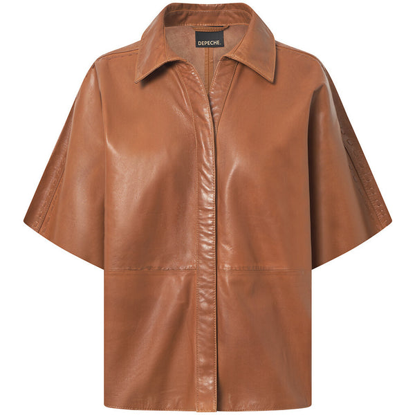 Depeche leather wear Julia kortærmet skindskjorte Shirts 005 Vintage cognac