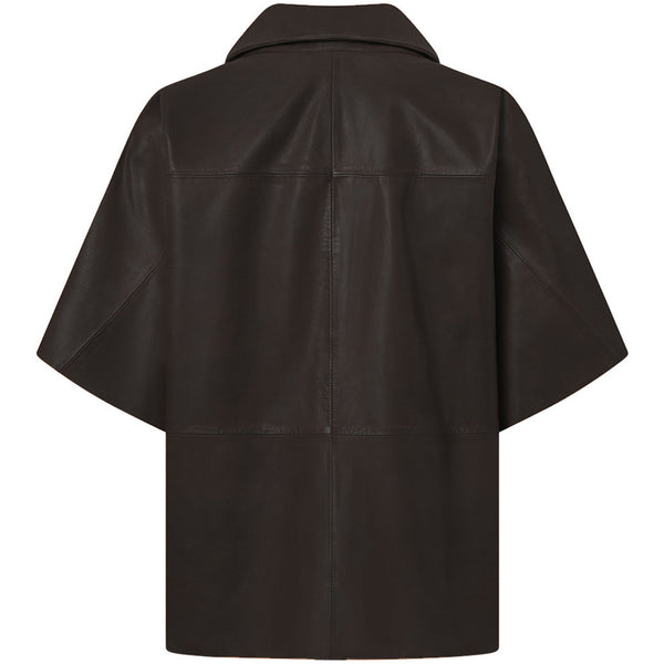 Depeche leather wear Julia kortærmet skindskjorte Shirts 008 Chocolate