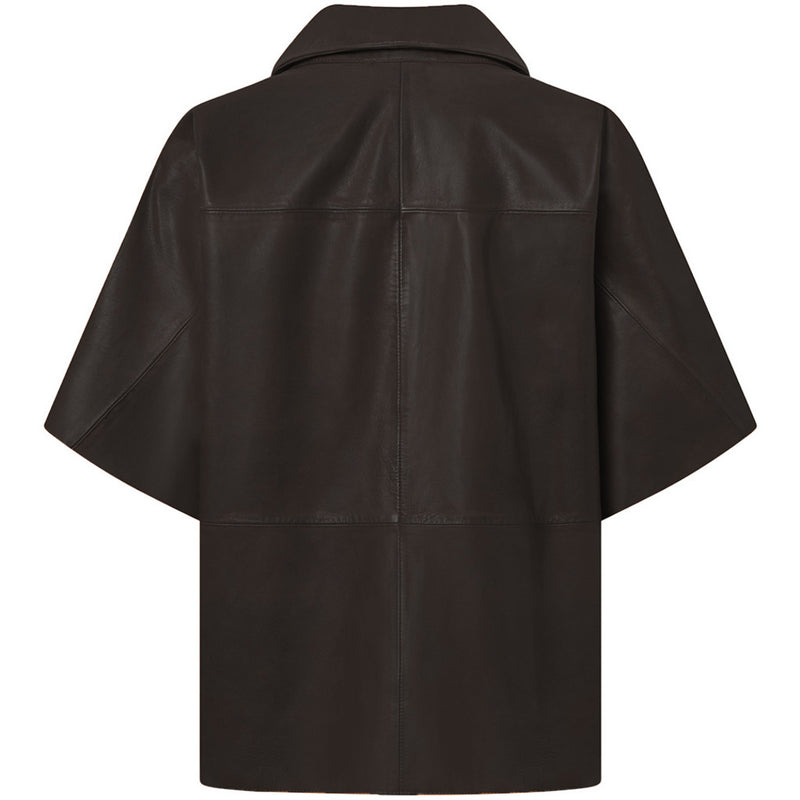 Depeche leather wear Julia kortærmet skindskjorte Shirts 008 Chocolate