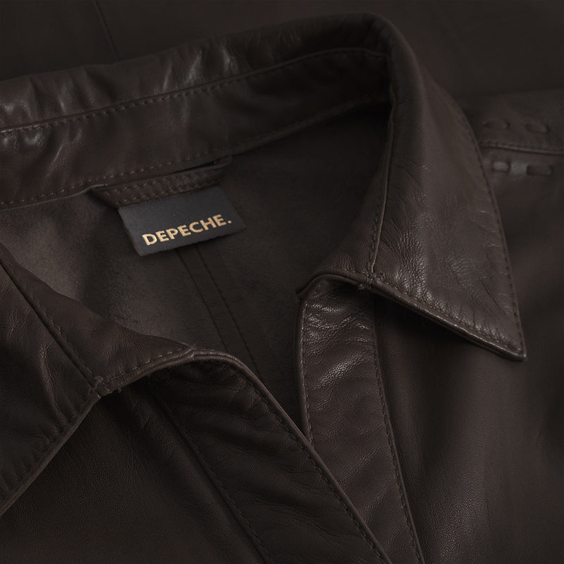 Depeche leather wear Julia kortærmet skindskjorte Shirts 008 Chocolate