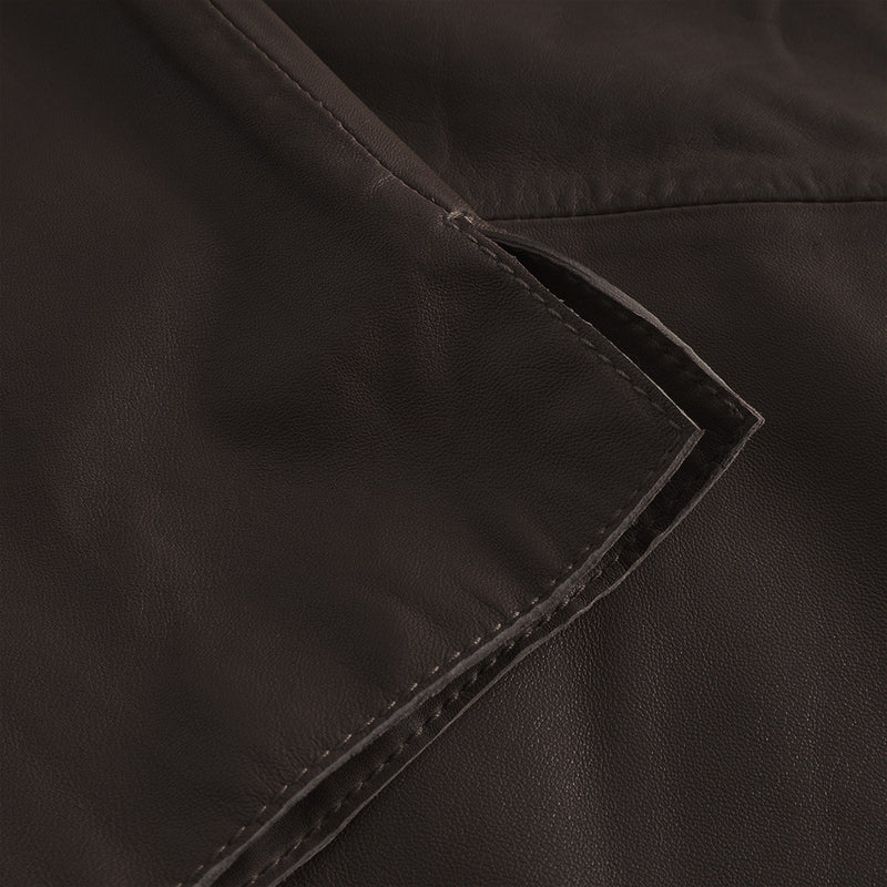 Depeche leather wear Julia kortærmet skindskjorte Shirts 008 Chocolate