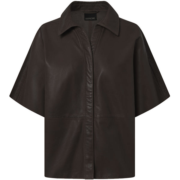 Depeche leather wear Julia kortærmet skindskjorte Shirts 008 Chocolate