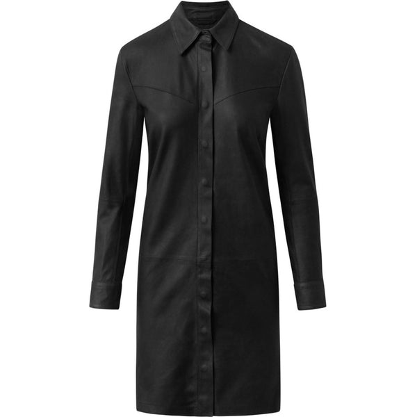 Depeche leather wear Kelly lang læderksjorte Dresses 099 Black (Nero)