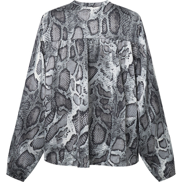 Depeche Clothing Kia bluse i det smukkeste snakeprint Blouse 280 Grey Snake