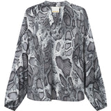 Depeche Clothing Kia bluse i det smukkeste snakeprint Blouse 280 Grey Snake