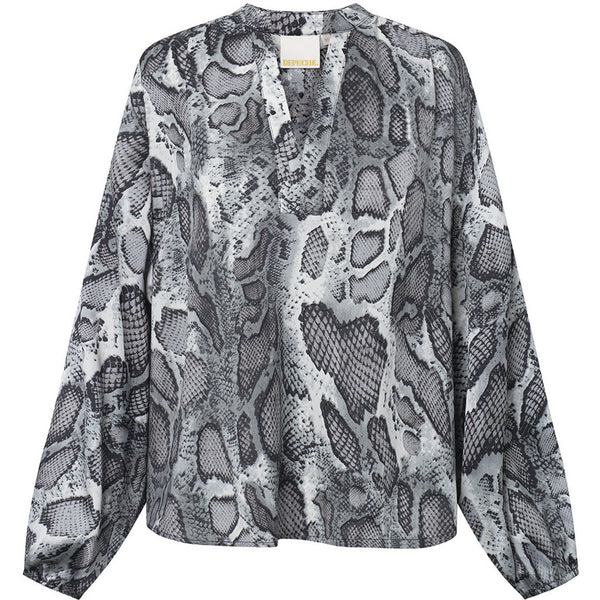 Depeche Clothing Kia bluse i det smukkeste snakeprint Blouse 280 Grey Snake