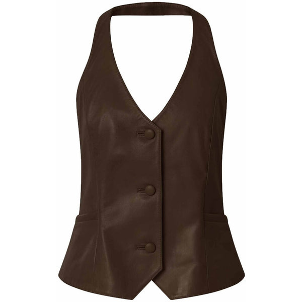 Depeche leather wear Kimmi habitvest i en blød skindkvalitet Vest 214 Dark Chocolate