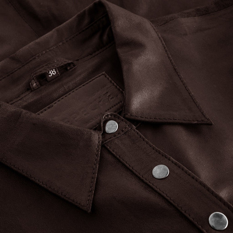 Depeche leather wear Klassisk Sharon læderskjorte i blød kvalitet Shirts 015 Brown