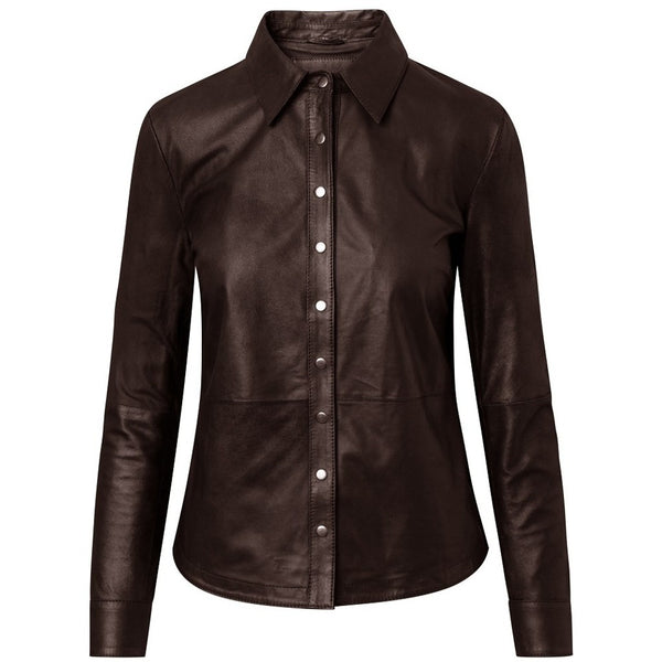 Depeche leather wear Klassisk Sharon læderskjorte i blød kvalitet Shirts 015 Brown
