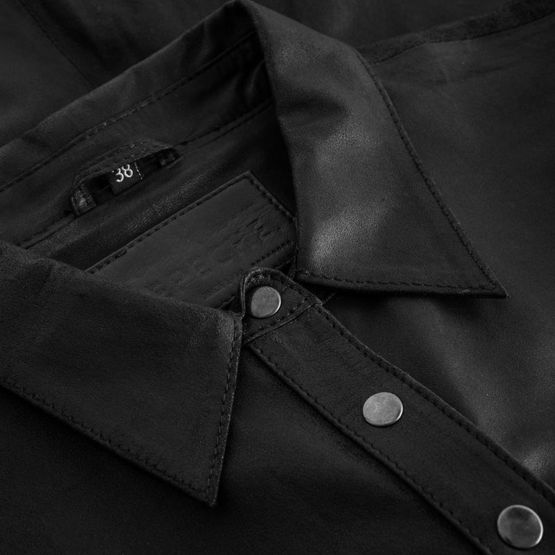 Depeche leather wear Klassisk Sharon læderskjorte i blød kvalitet Shirts 099 Black (Nero)
