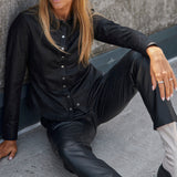 Depeche leather wear Klassisk Sharon læderskjorte i blød kvalitet Shirts 099 Black (Nero)