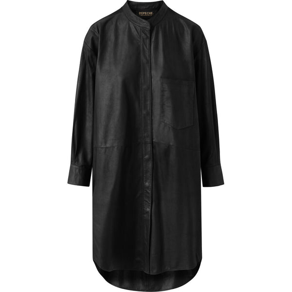 Depeche leather wear Knælang Sofia læderskjorte Dresses 099 Black (Nero)