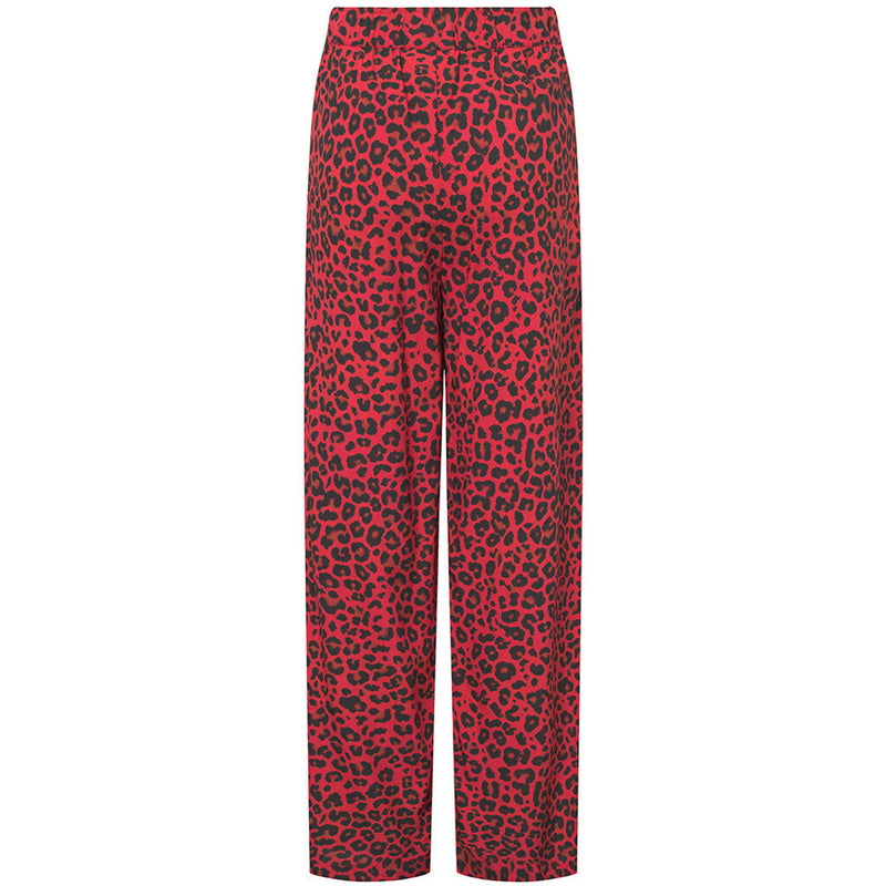Depeche Clothing Kylie bukser i rød leopard print Pants 277 Red Animal Print