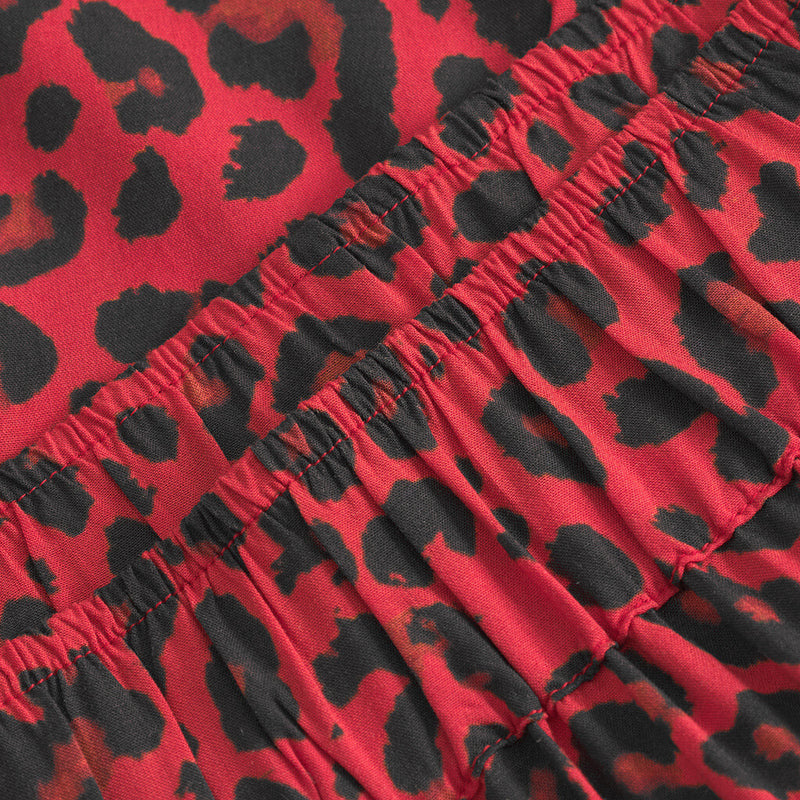 Depeche Clothing Kylie bukser i rød leopard print Pants 277 Red Animal Print
