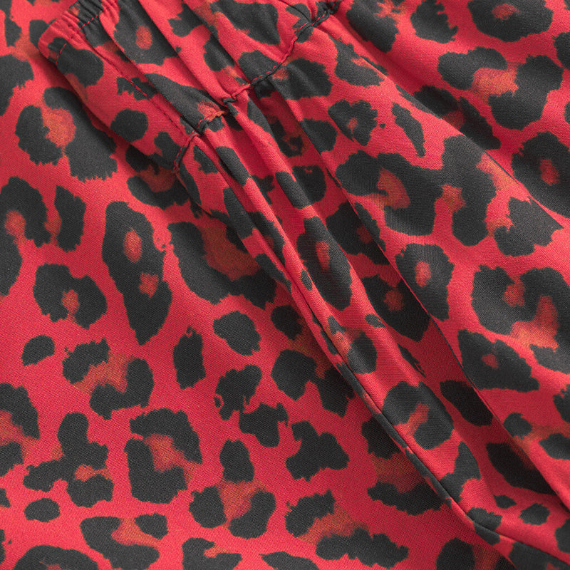 Depeche Clothing Kylie bukser i rød leopard print Pants 277 Red Animal Print
