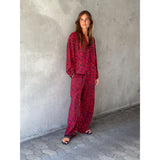 Depeche Clothing Kylie bukser i rød leopard print Pants 277 Red Animal Print