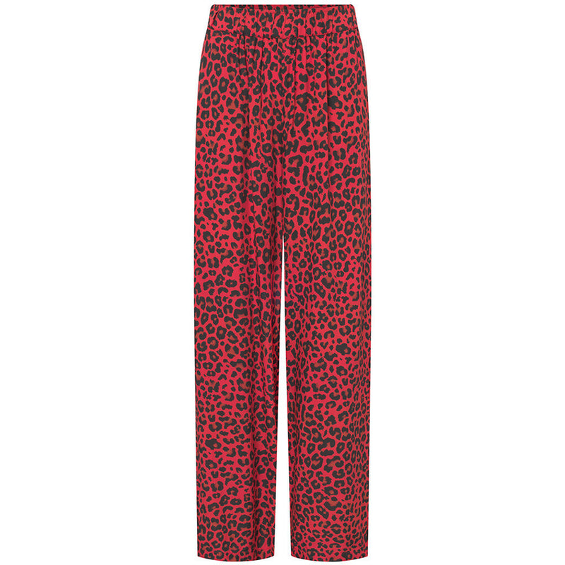 Depeche Clothing Kylie bukser i rød leopard print Pants 277 Red Animal Print
