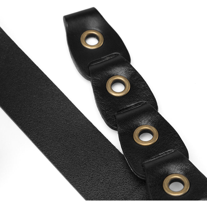 DEPECHE Læder bælte dekoreret med eyelet nitter Belts 099 Black (Nero)